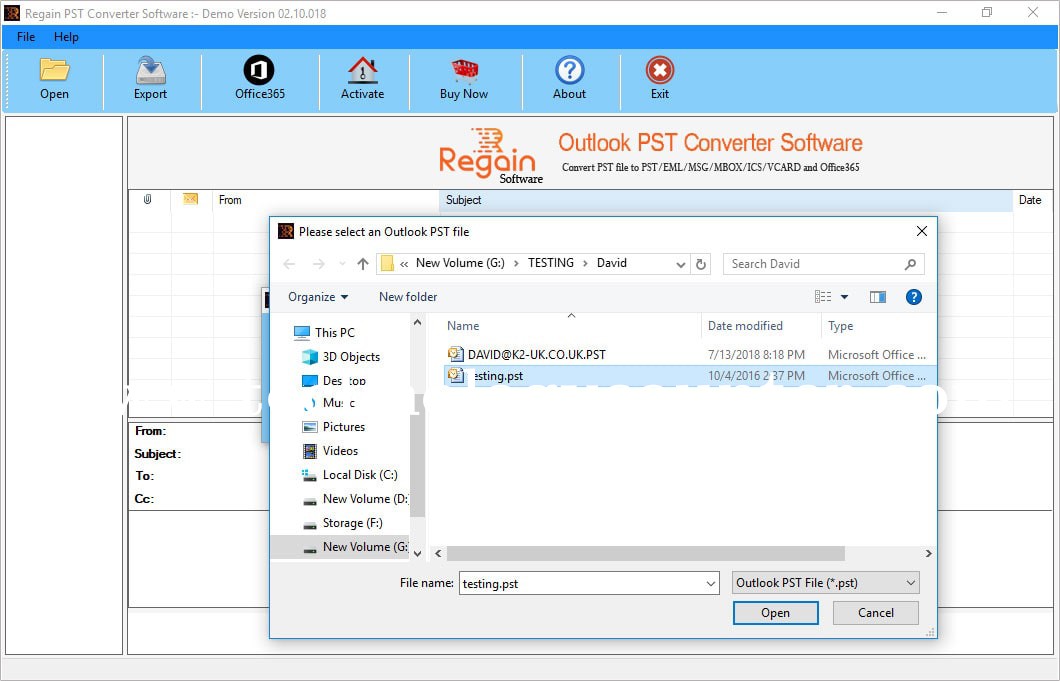 Regain Outlook PST Converter Screenshots